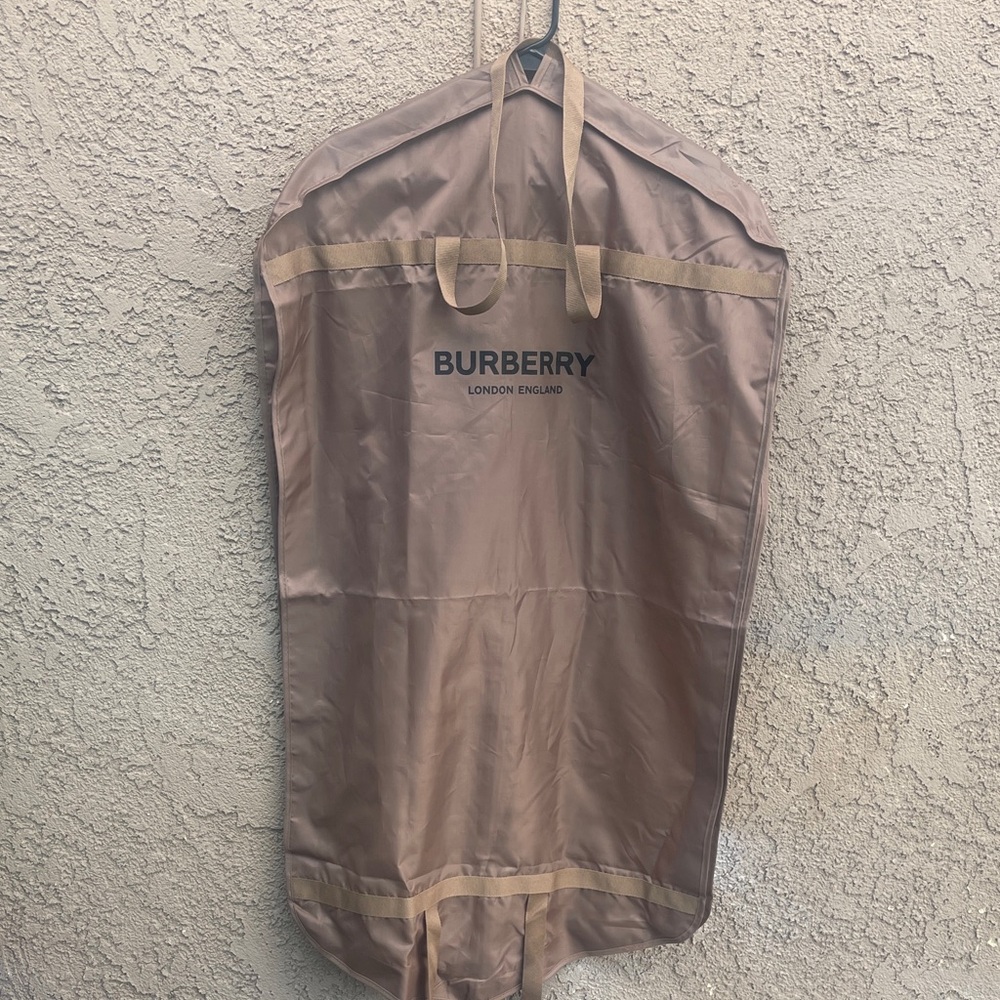 Burberry Tan Beige Garment Bag with Navy Logo